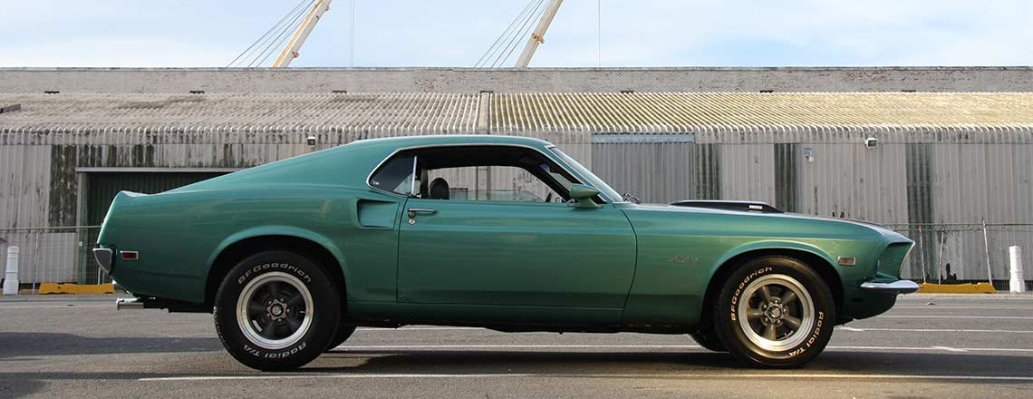 69 mustang side view my wedding car